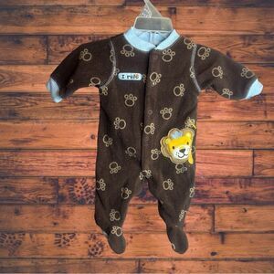 5 for $25🔥NB Carter's Lion Print Fleece Brown Footie Pajama Jumpsuit